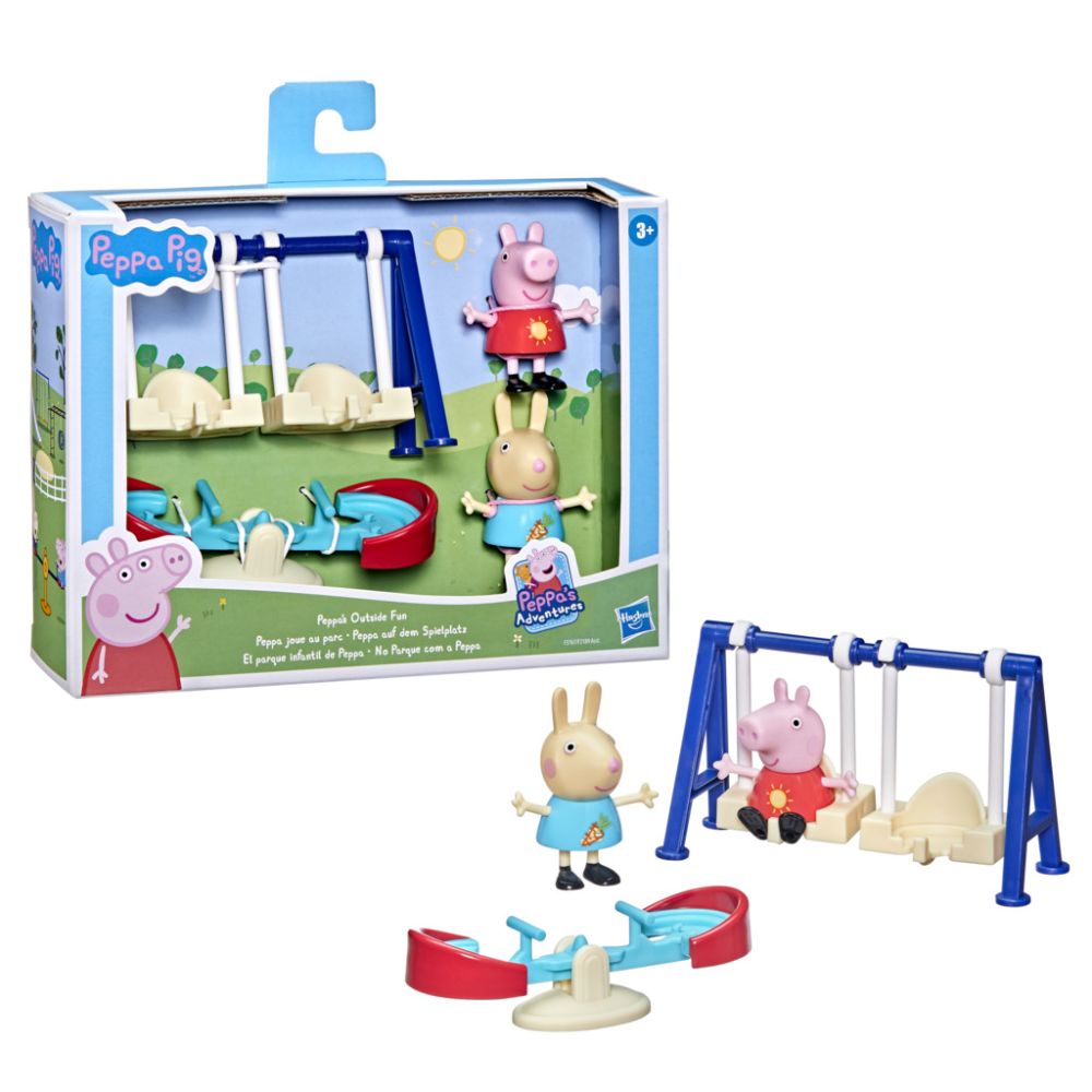 Set de joaca cu 2 figurine si accesorii, Peppa Pig,  Outside Fun, F2217