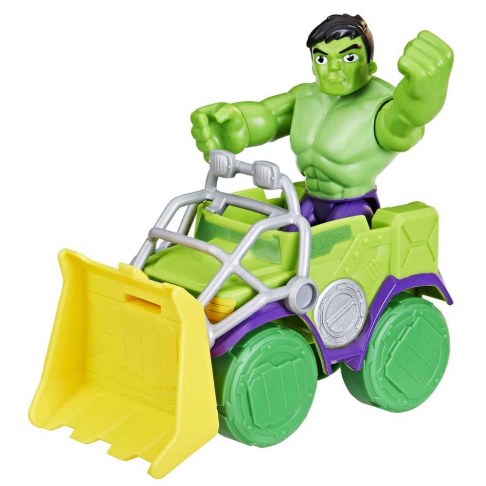 Figurina cu vehicul, Spidey and His Amazing Friends, Hulk, F74575