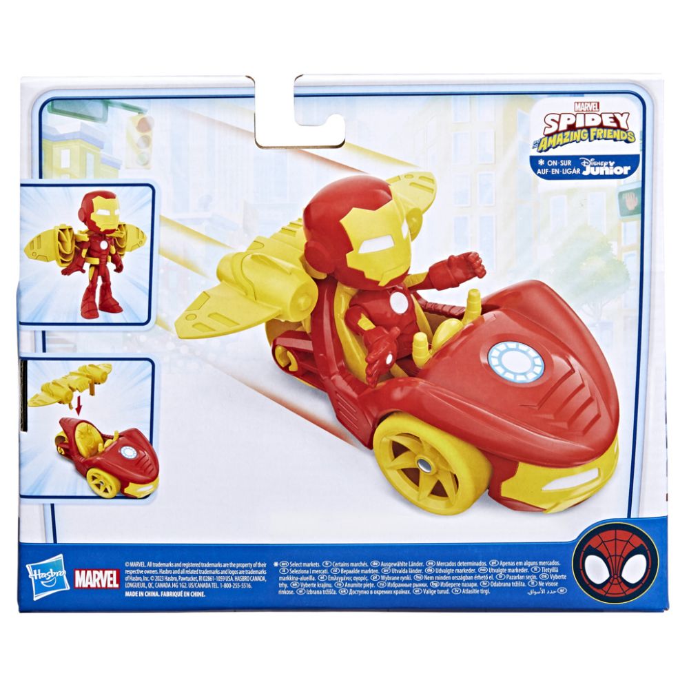 Figurina cu vehicul, Spidey and His Amazing Friends, Iron Man, F74585