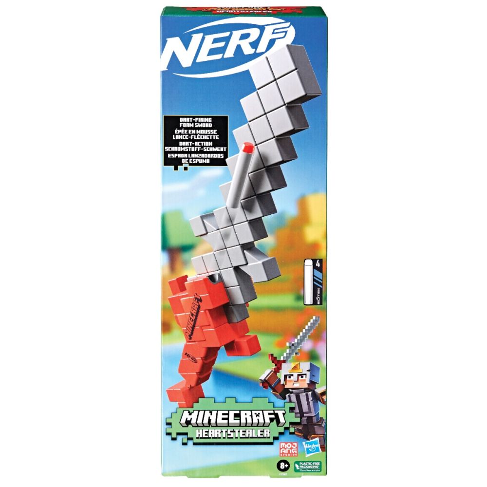 Blaster Nerf cu 4 sageti din spuma, Minecraft Heartstealer
