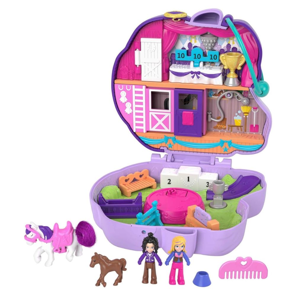 Set de joaca cu 2 papusi si 12 accesorii Polly Pocket Sushi Shop Cat, HCG21
