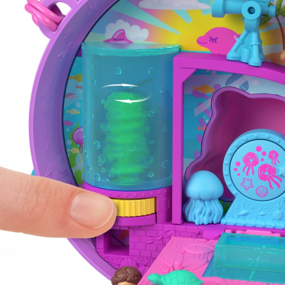 Set de joaca cu 2 papusi si 12 accesorii Polly Pocket, Dolphin Rescue and Play, HWN96