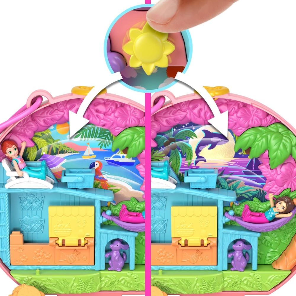 Set de joaca cu 2 papusi si 12 accesorii Polly Pocket, Adventure Moped, HWN98
