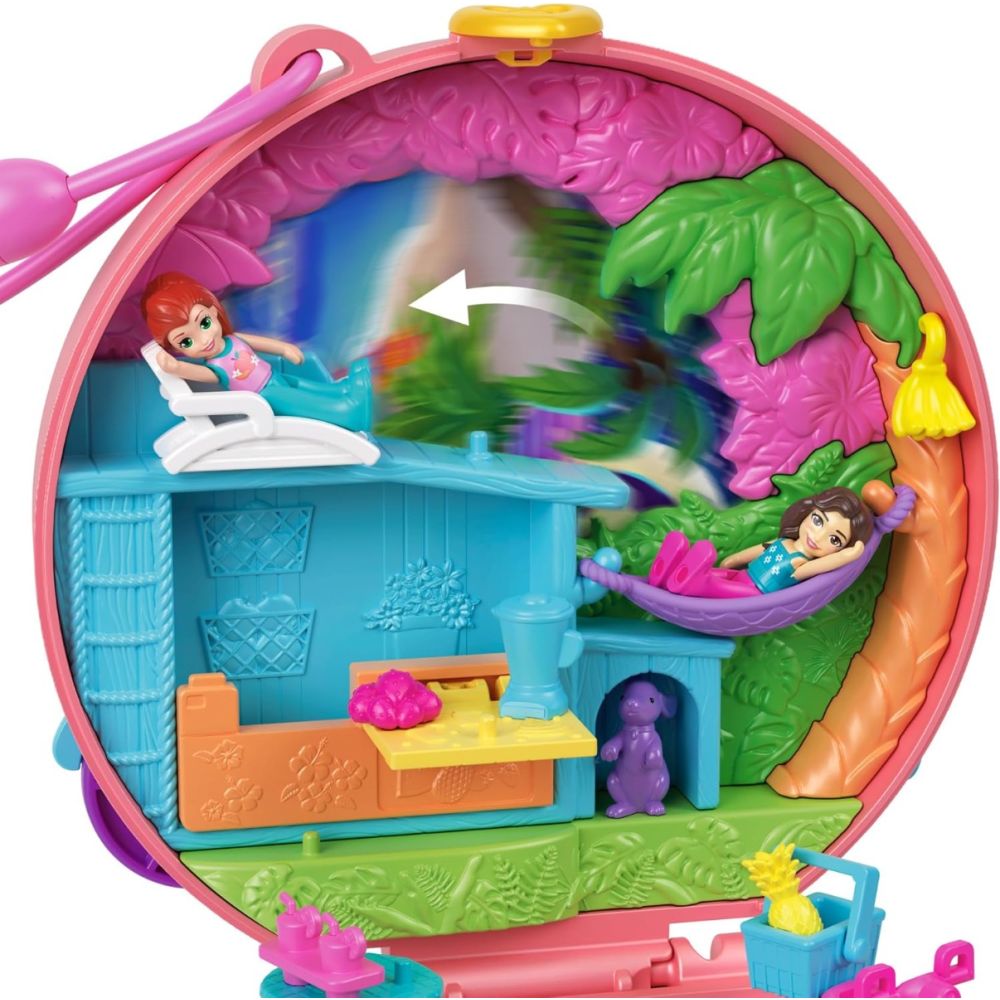 Set de joaca cu 2 papusi si 12 accesorii Polly Pocket, Adventure Moped, HWN98