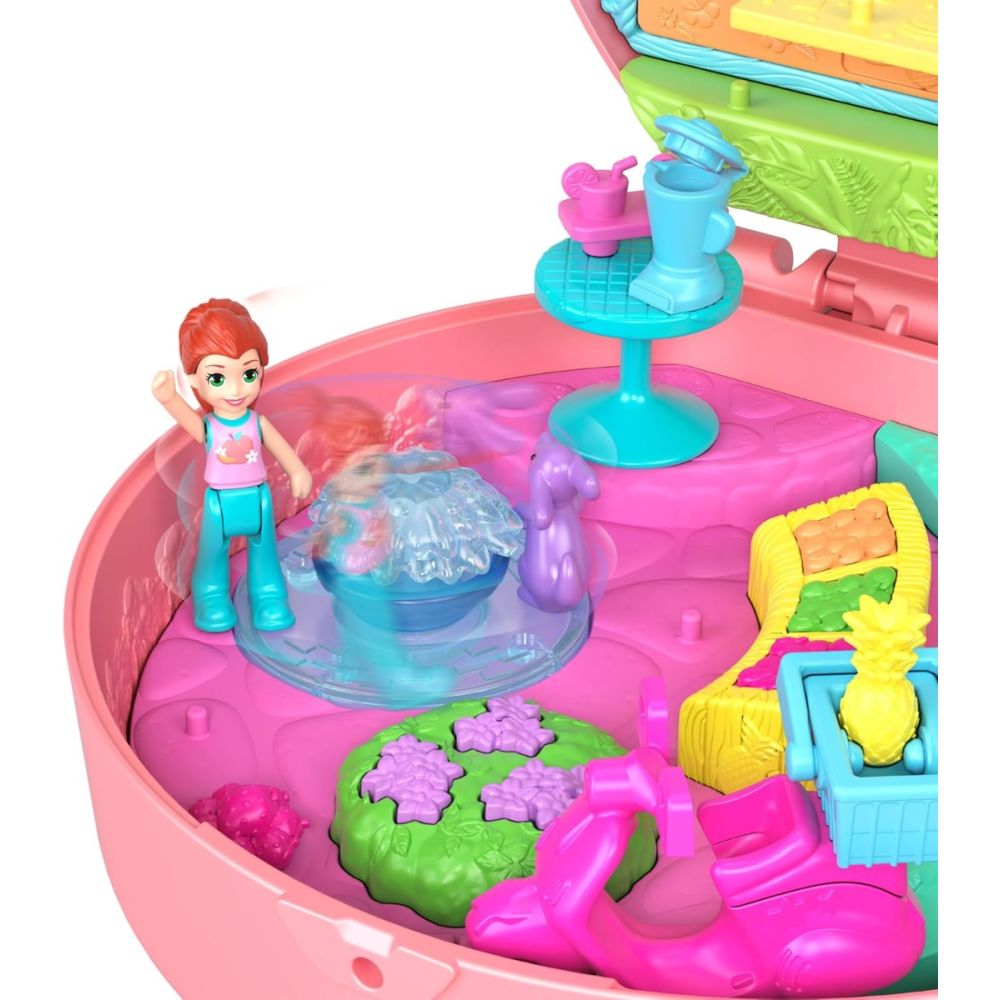 Set de joaca cu 2 papusi si 12 accesorii Polly Pocket, Adventure Moped, HWN98