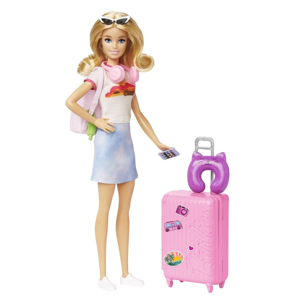 Papusa Barbie si accesorii, set de voiaj, HJY18