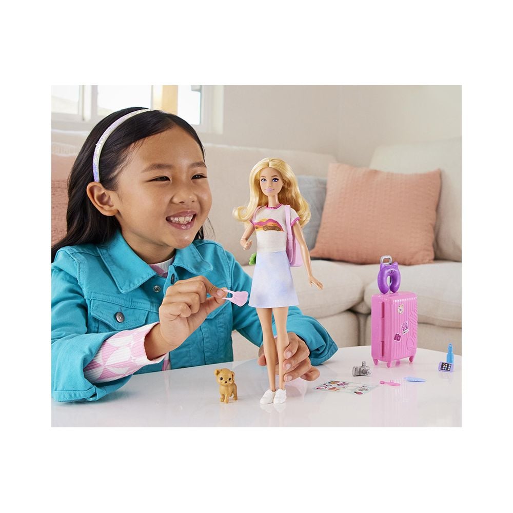Papusa Barbie si accesorii, set de voiaj, HJY18