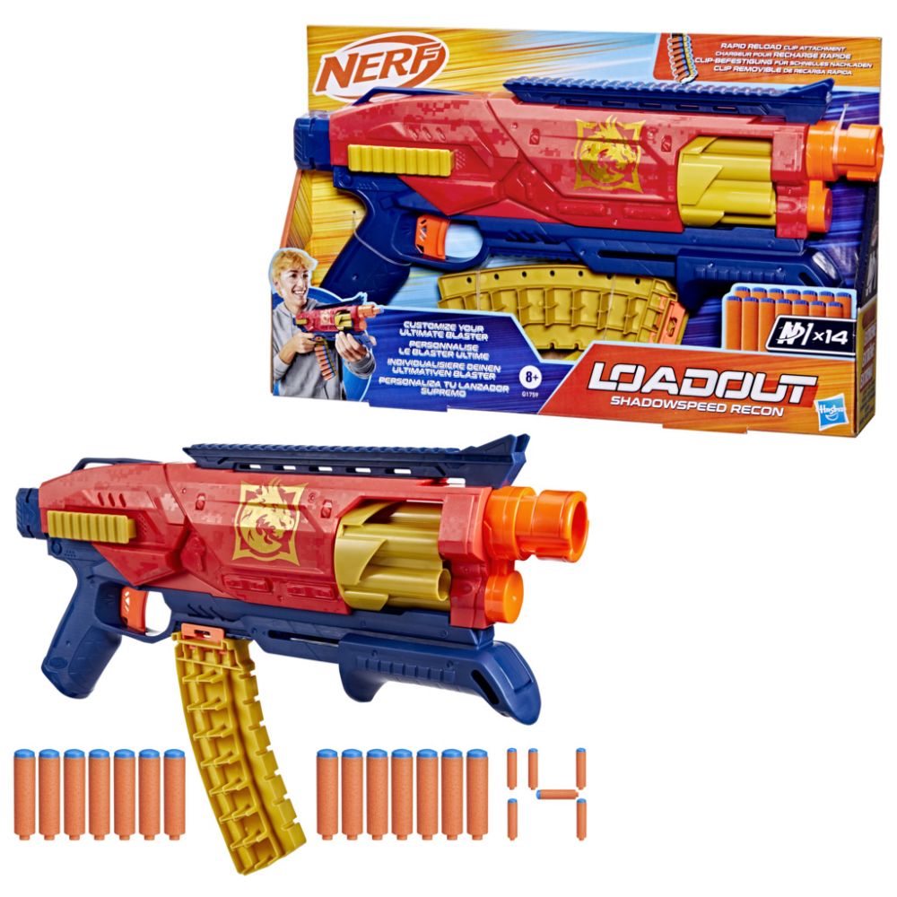 Blaster cu 14 sageti din spuma, Nerf Loadout, Shadowspeed Recon, G1759