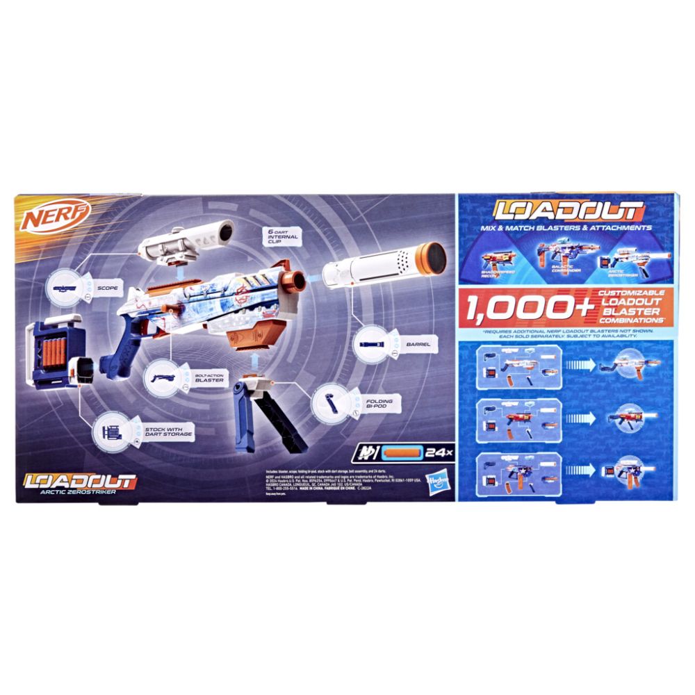 Blaster cu 24 sageti din spuma, Nerf Loadout, Artctic Zerostricker, G1763