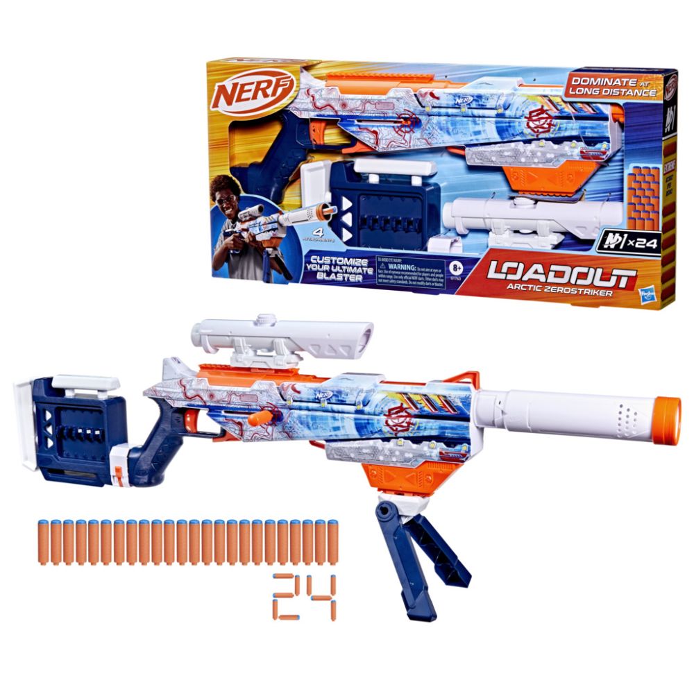 Blaster cu 24 sageti din spuma, Nerf Loadout, Artctic Zerostricker, G1763