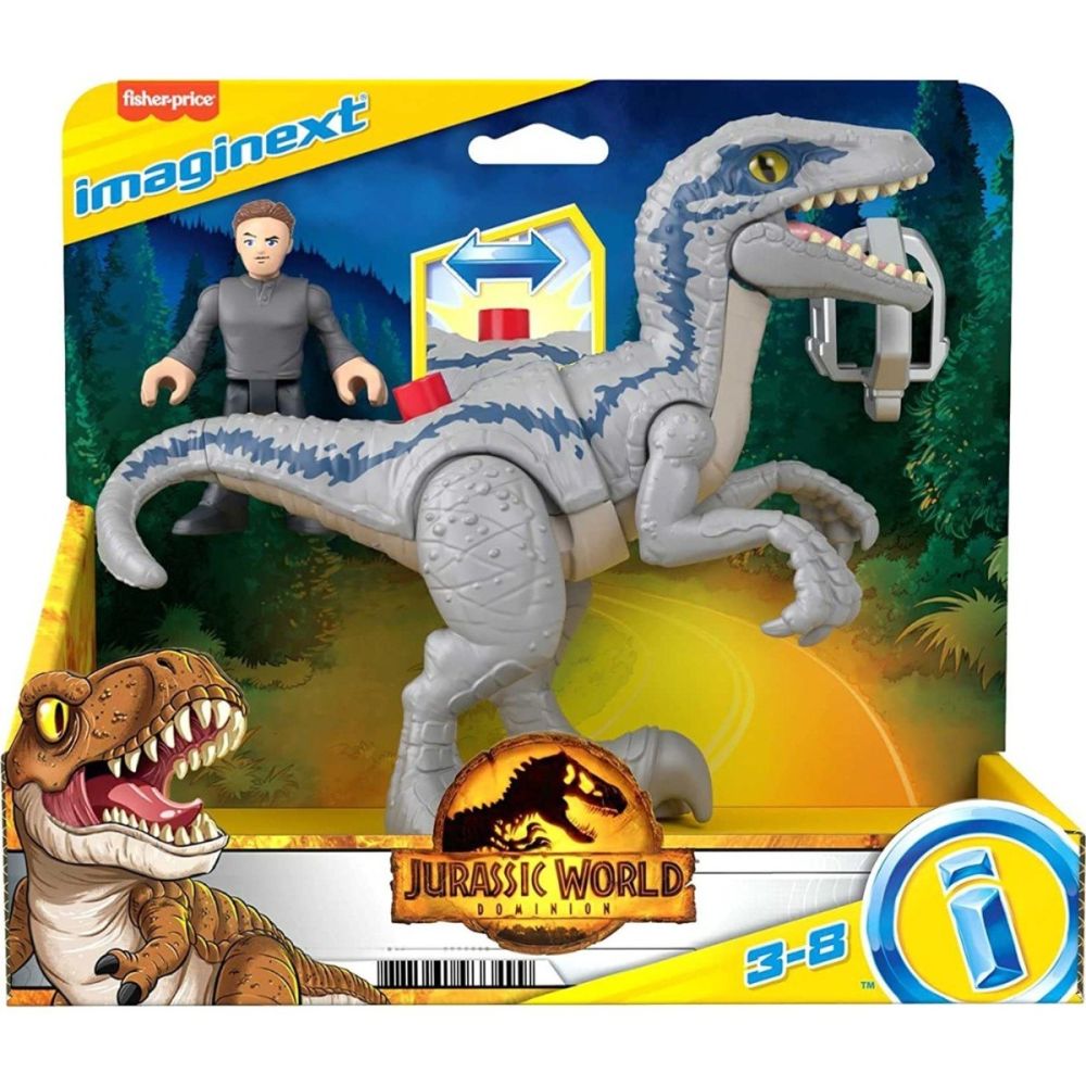 Set dinozaur cu figurina, Imaginext Jurassic World, Blue, HKG15