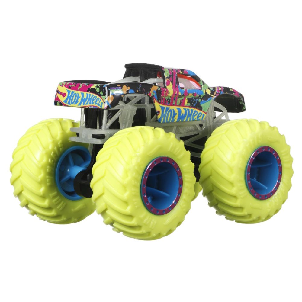 Masinuta Monster Trucks, Hot Wheels, Glow in the Dark, 1:64, Podium Crasher, HCB51