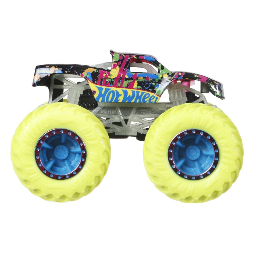 Masinuta Monster Trucks, Hot Wheels, Glow in the Dark, 1:64, Podium Crasher, HCB51