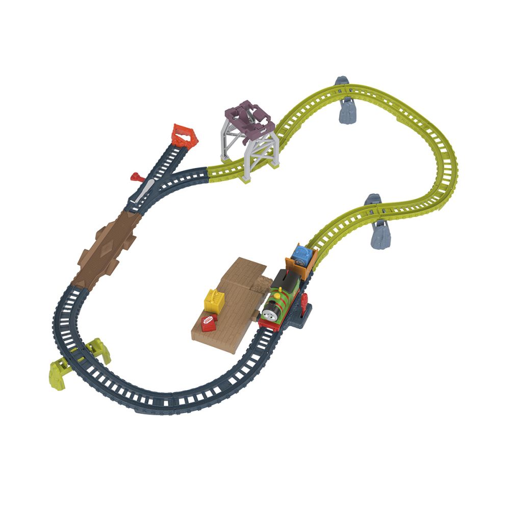 Set de joaca, Locomotiva motorizata cu vagon pe sine, Thomas and Friends, Percy's Roundup, HGY80