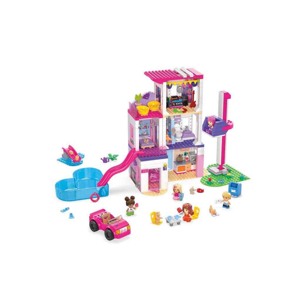 Set de joaca cu mini papusi surpriza, Mega Bloks, Barbie Color Reveal, Dreamhouse, HHM01