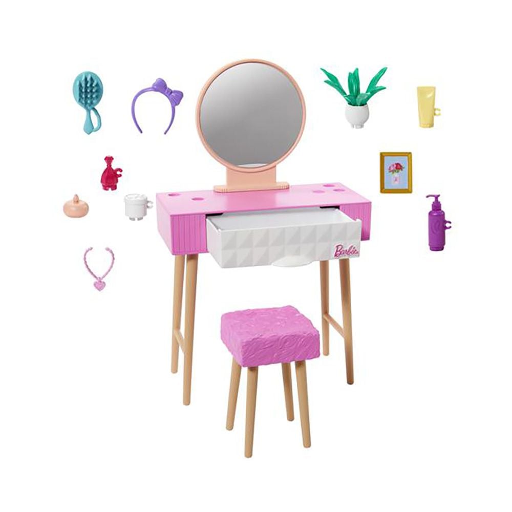 Set mobilier masuta de make-up pentru papusi, Barbie, HJV35