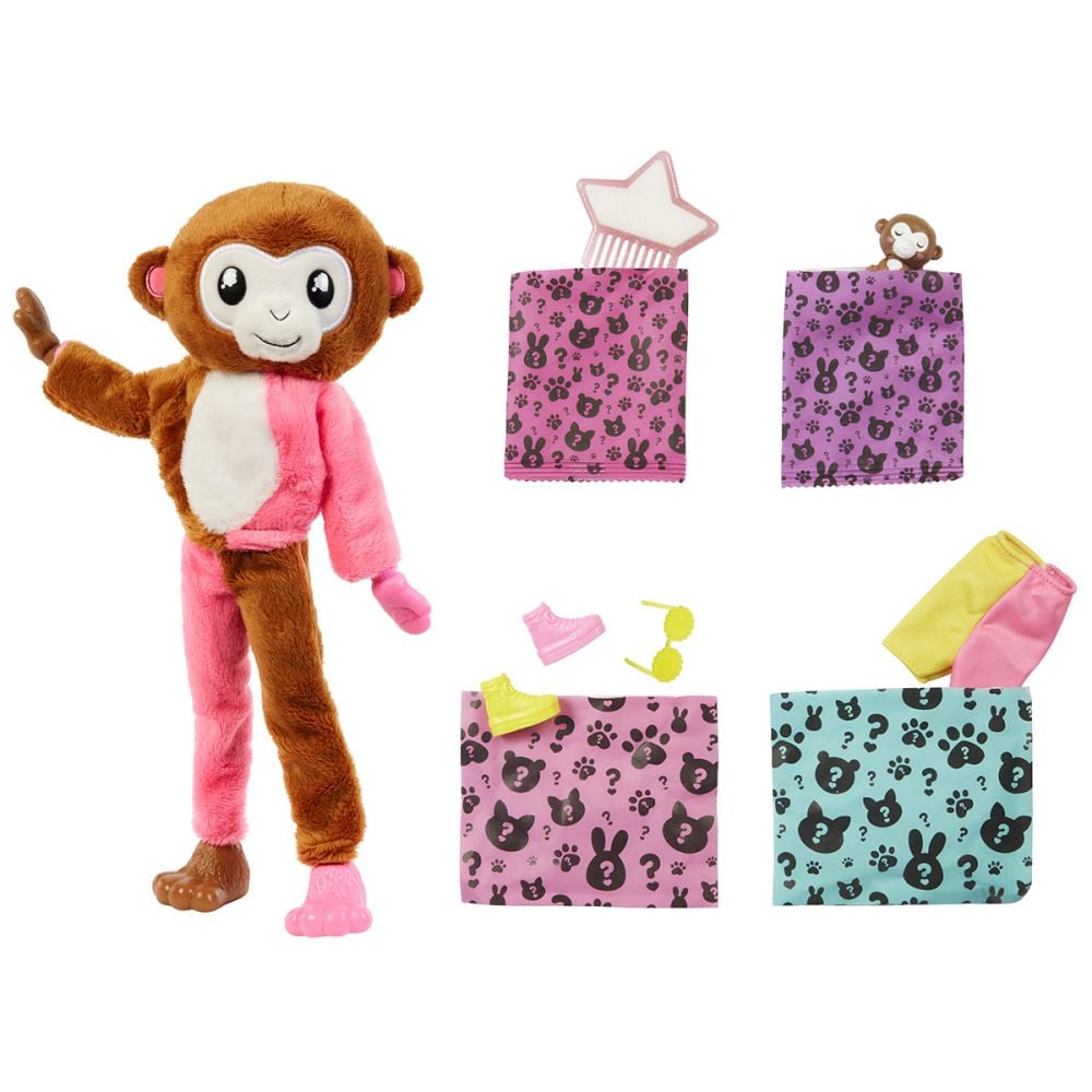 Papusa Barbie, Seria Jungle, Cutie Reveal, Monkey, HKR01