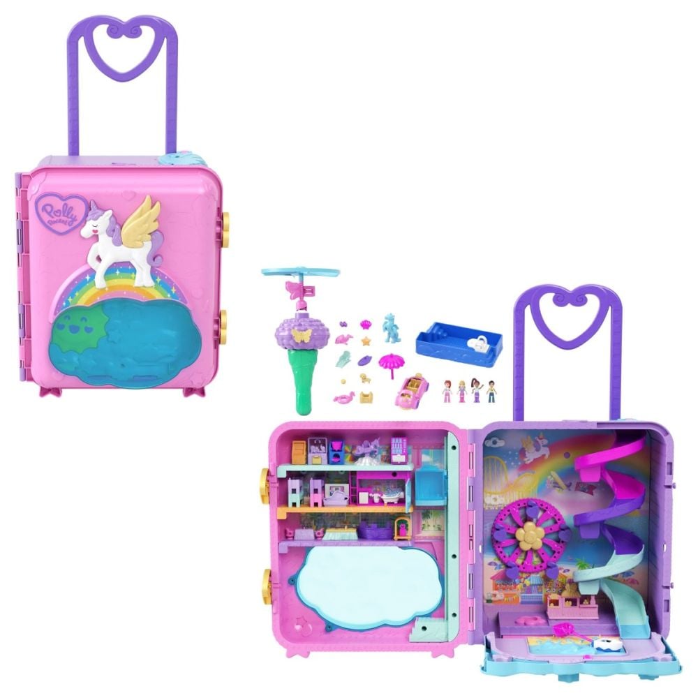 Set de joaca cu 4 mini papusi Polly Pocket in troller, HKV43 | Noriel
