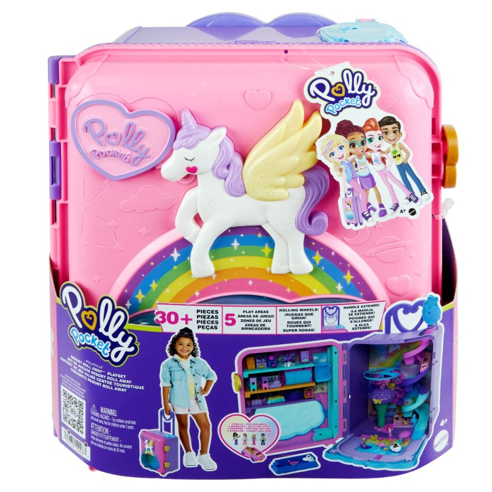 Set de joaca cu 4 mini papusi Polly Pocket in troller, HKV43