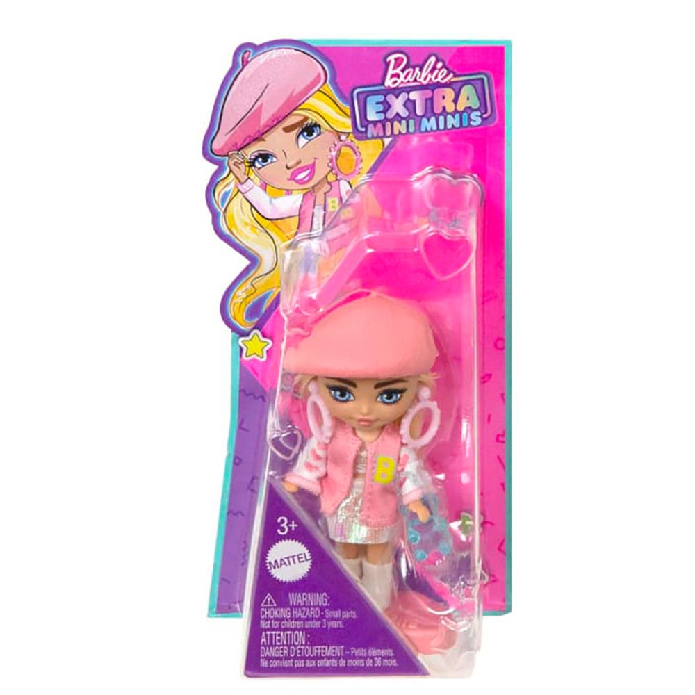 Papusa Barbie Extra Mini Minis cu par si accesorii, 8 cm, HLN48