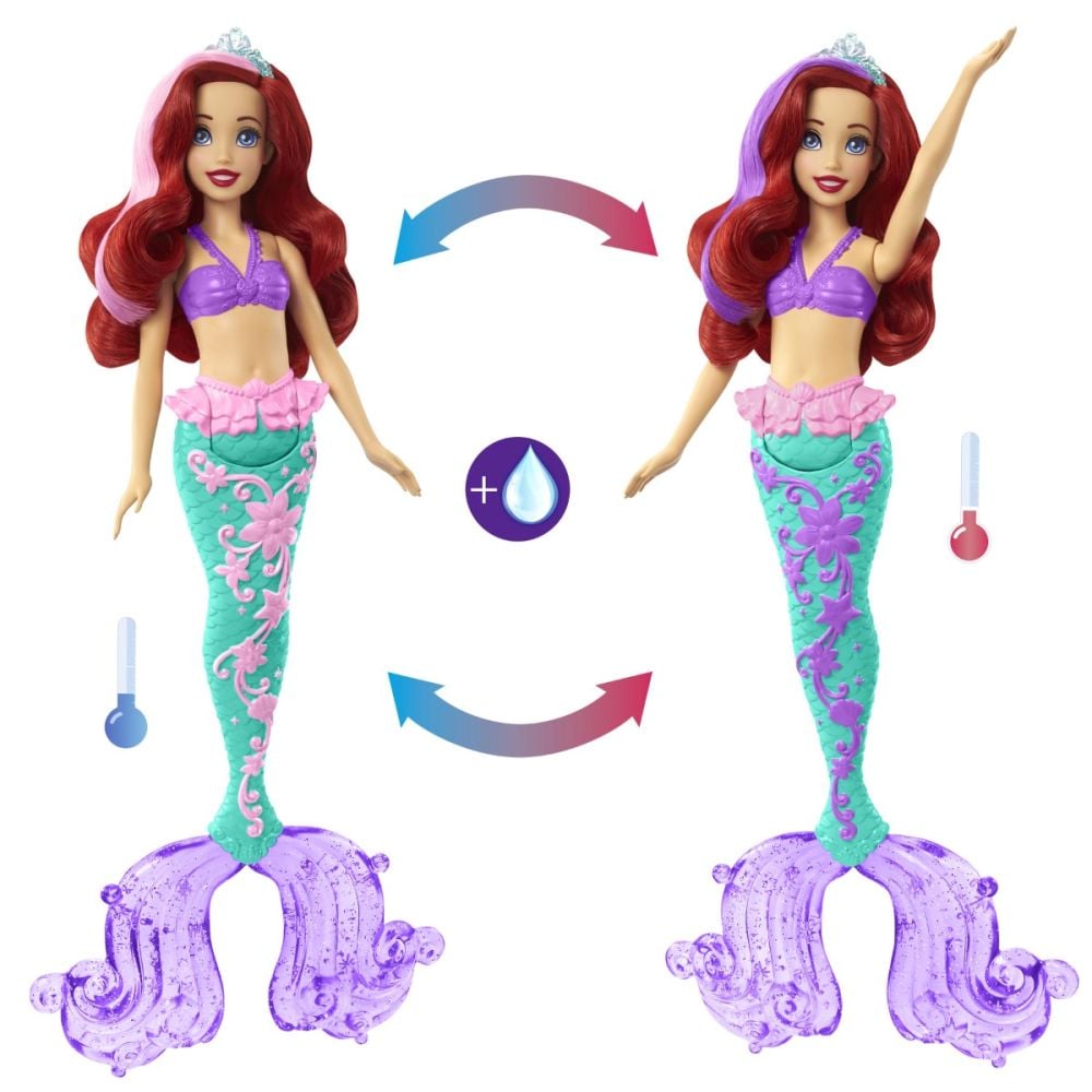 Papusa mica Sirena, Disney Princess, Ariel, HLW00