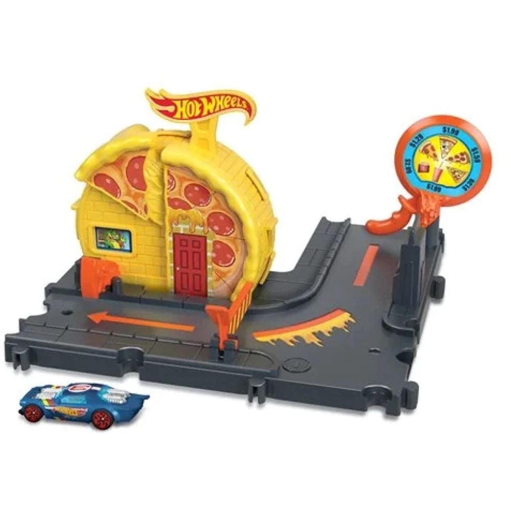 Set de joaca cu masinuta, Hot Wheels, Speedy Pizza Pick-Up, HKX44
