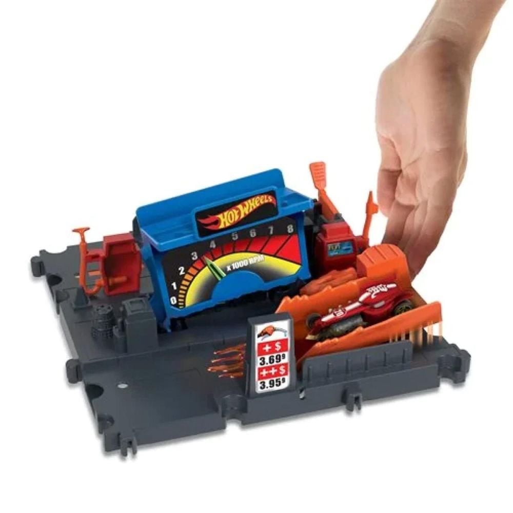 Set de joaca cu masinuta, Hot Wheels, Fuel Station Shift, HKX45