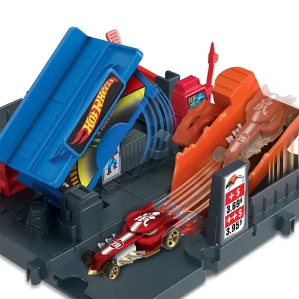 Set de joaca cu masinuta, Hot Wheels, Fuel Station Shift, HKX45