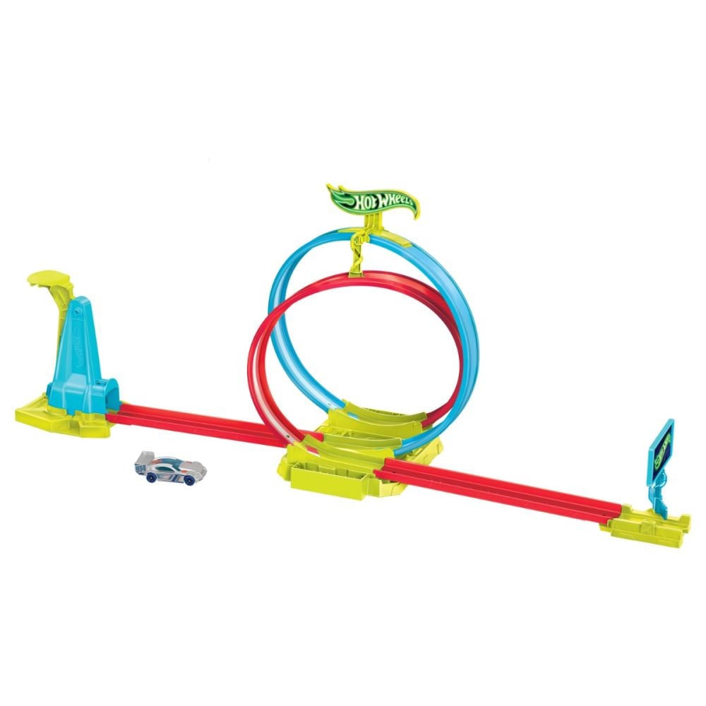 Set masina si pista, Hot Wheels, Neon Speeders, Laser Stunt Slamway, HPC05