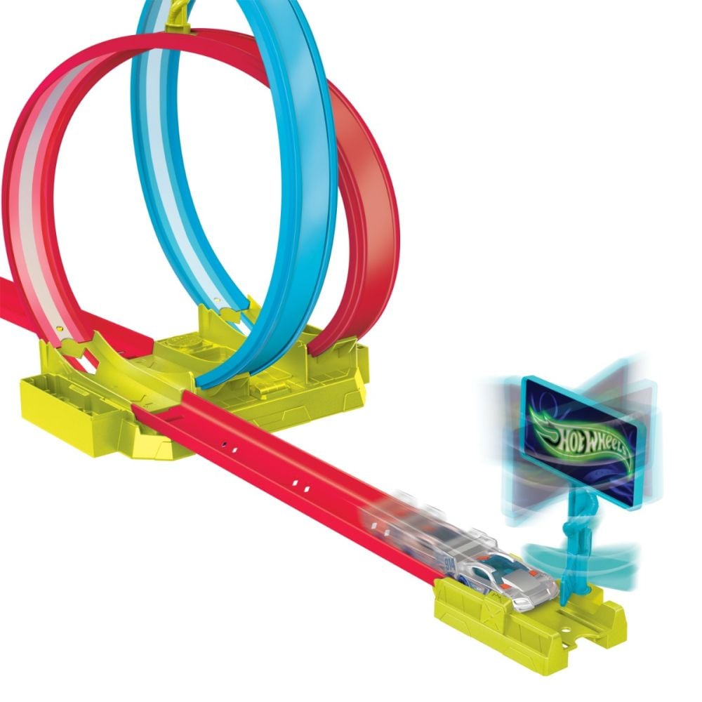 Set masina si pista, Hot Wheels, Neon Speeders, Laser Stunt Slamway, HPC05