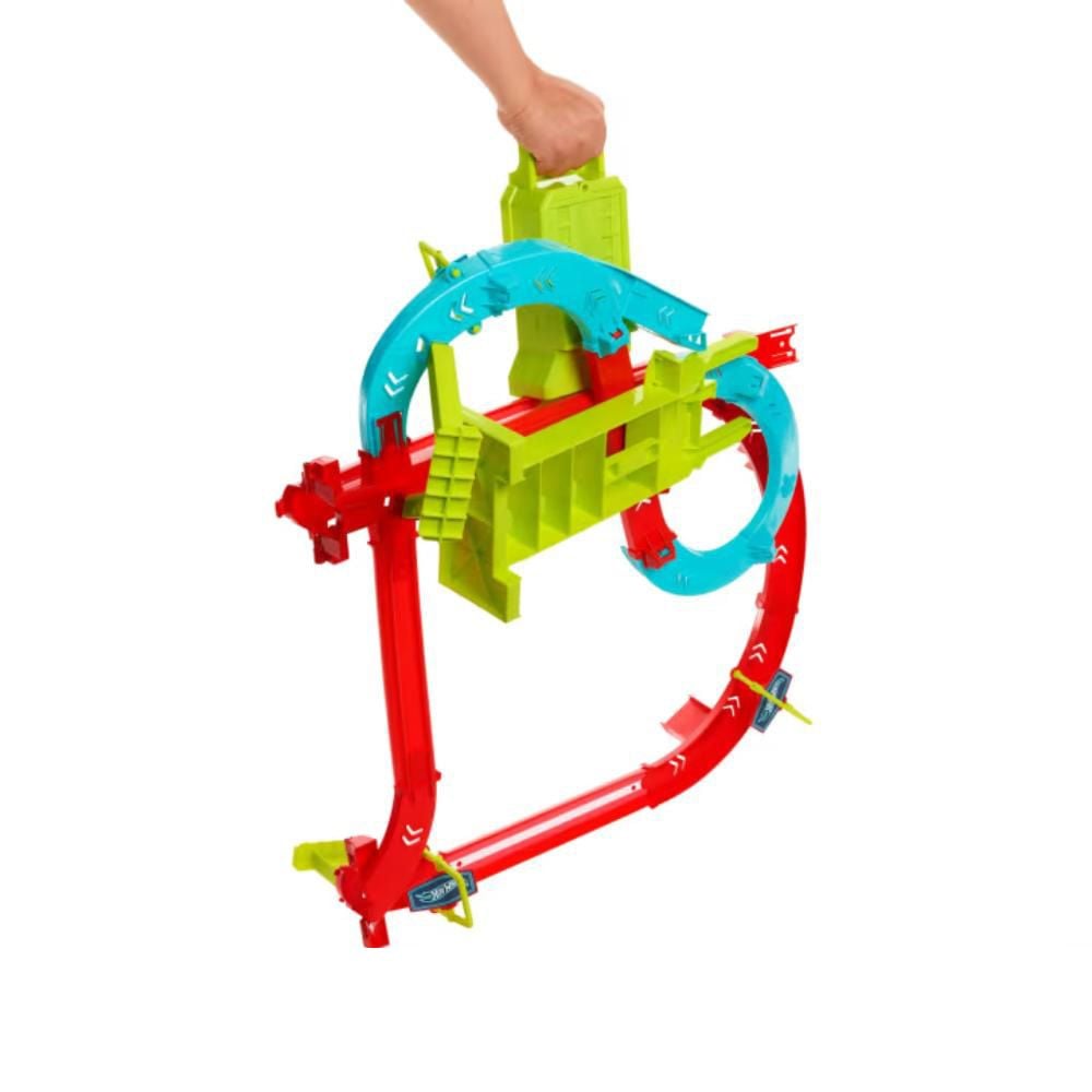 Set de joaca circuit cu masina, Hot Wheels, Neon Speeders, Skyscraper Speed Circuit Track, HPC07