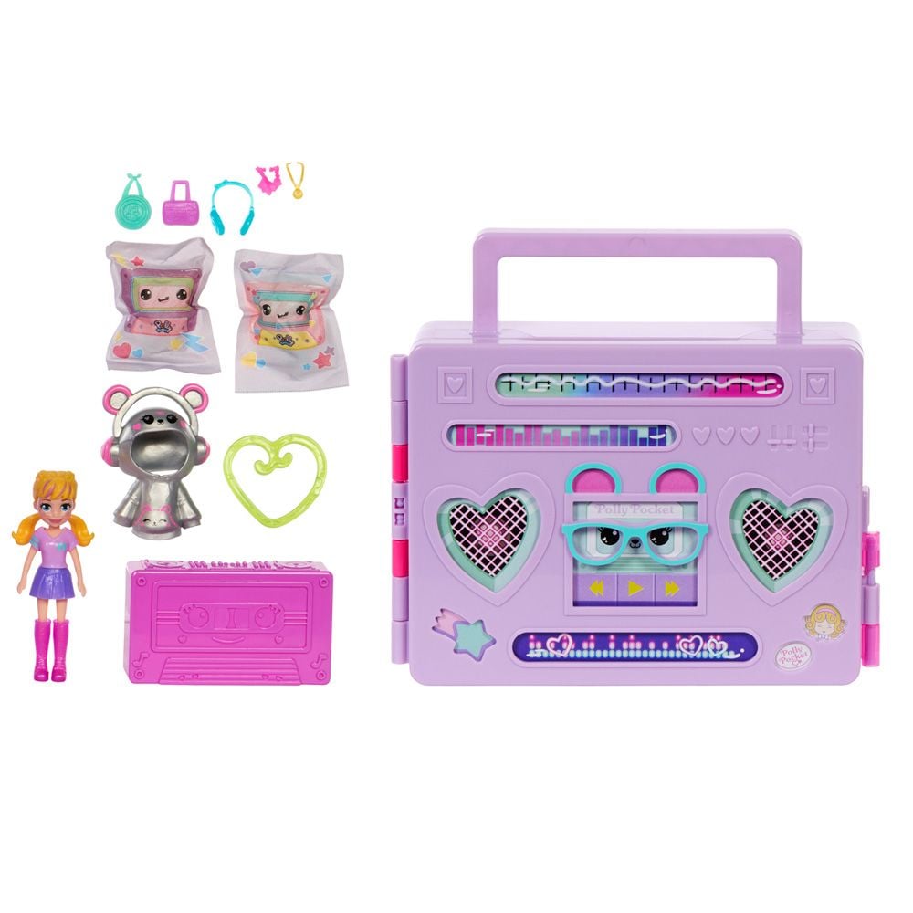Set de joaca cu mini papusa Polly Pocket, Disco Fashion Reveal, HRD65