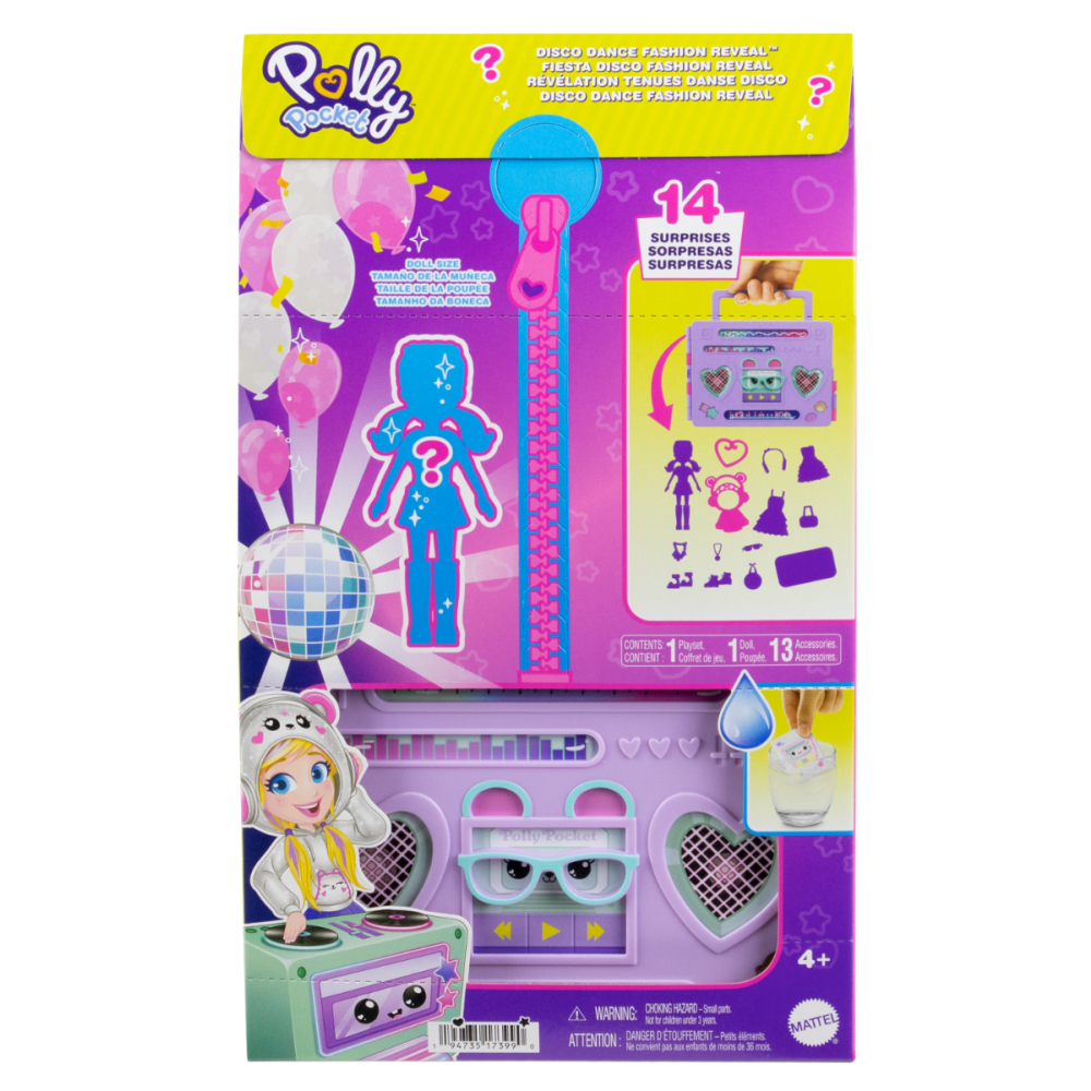 Set de joaca cu mini papusa Polly Pocket, Disco Fashion Reveal, HRD65