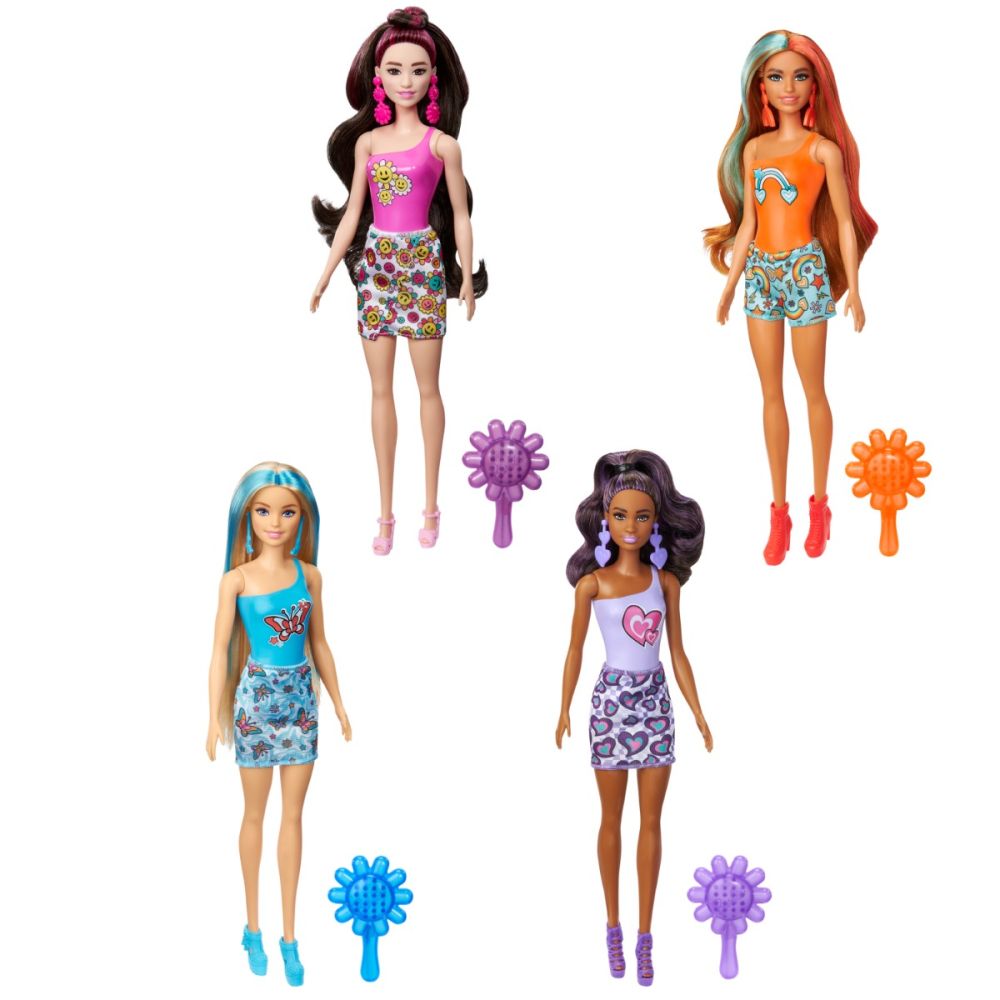 Papusa surpriza Barbie, Color Reveal Rainbow, 6 surprize, HRK06