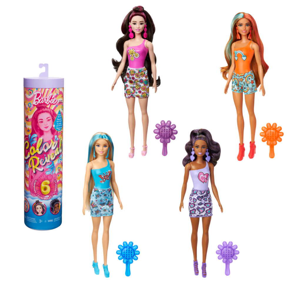 Papusa surpriza Barbie, Color Reveal Rainbow, 6 surprize, HRK06