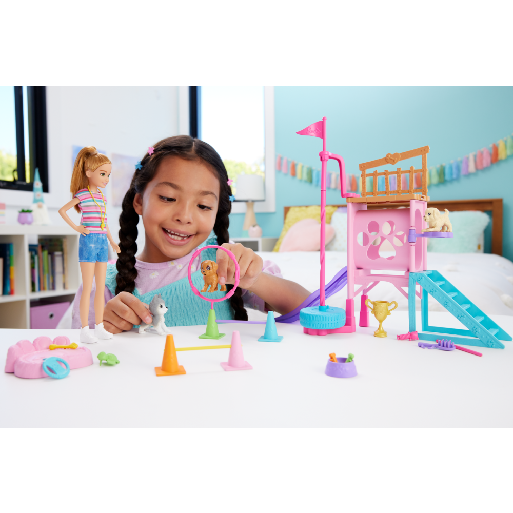 Set papusa cu 3 catelusi si accesorii, Barbie, Stacie to the Rescue, HRM10