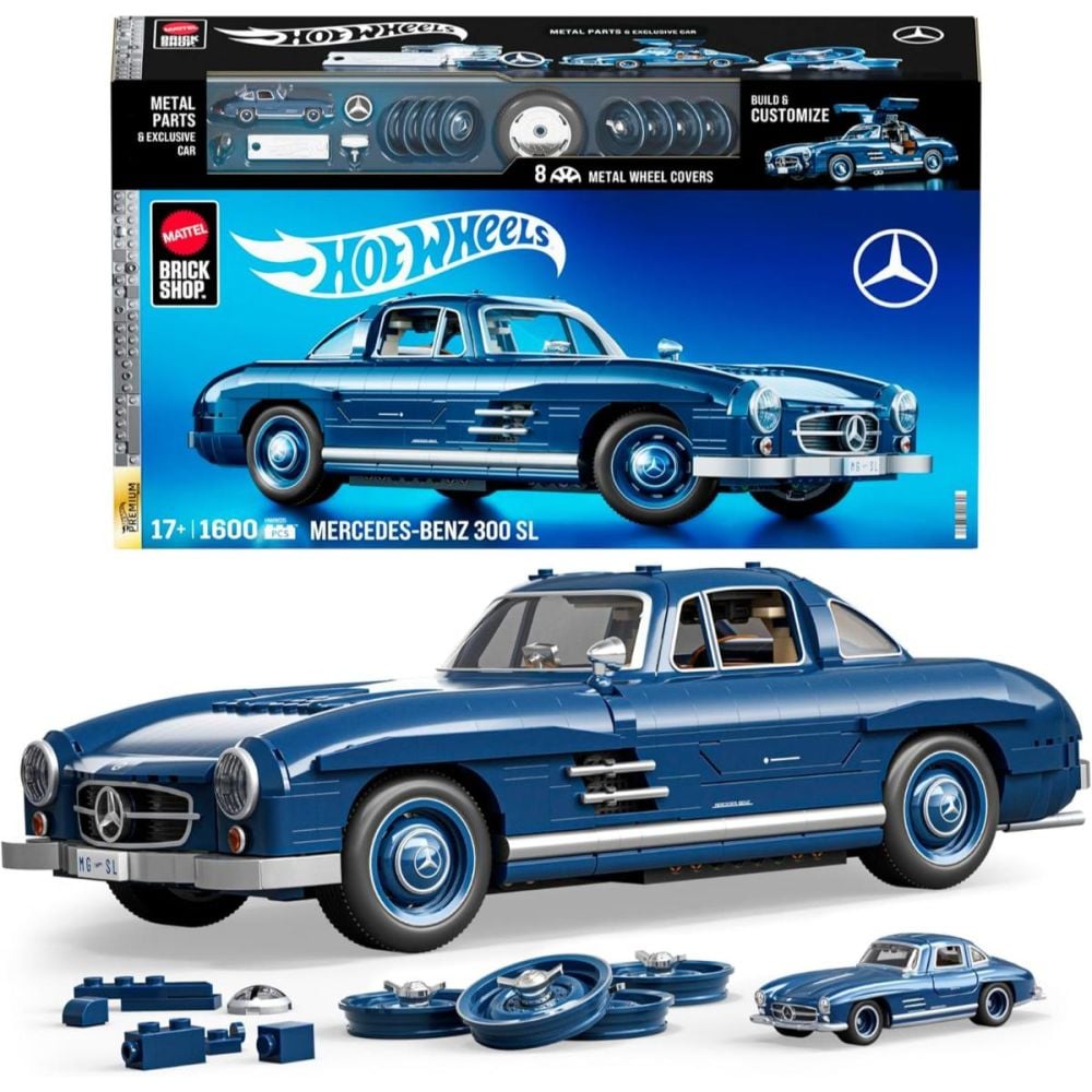 Set de constructie si masina metalica, Brick Shop, Hot Wheels