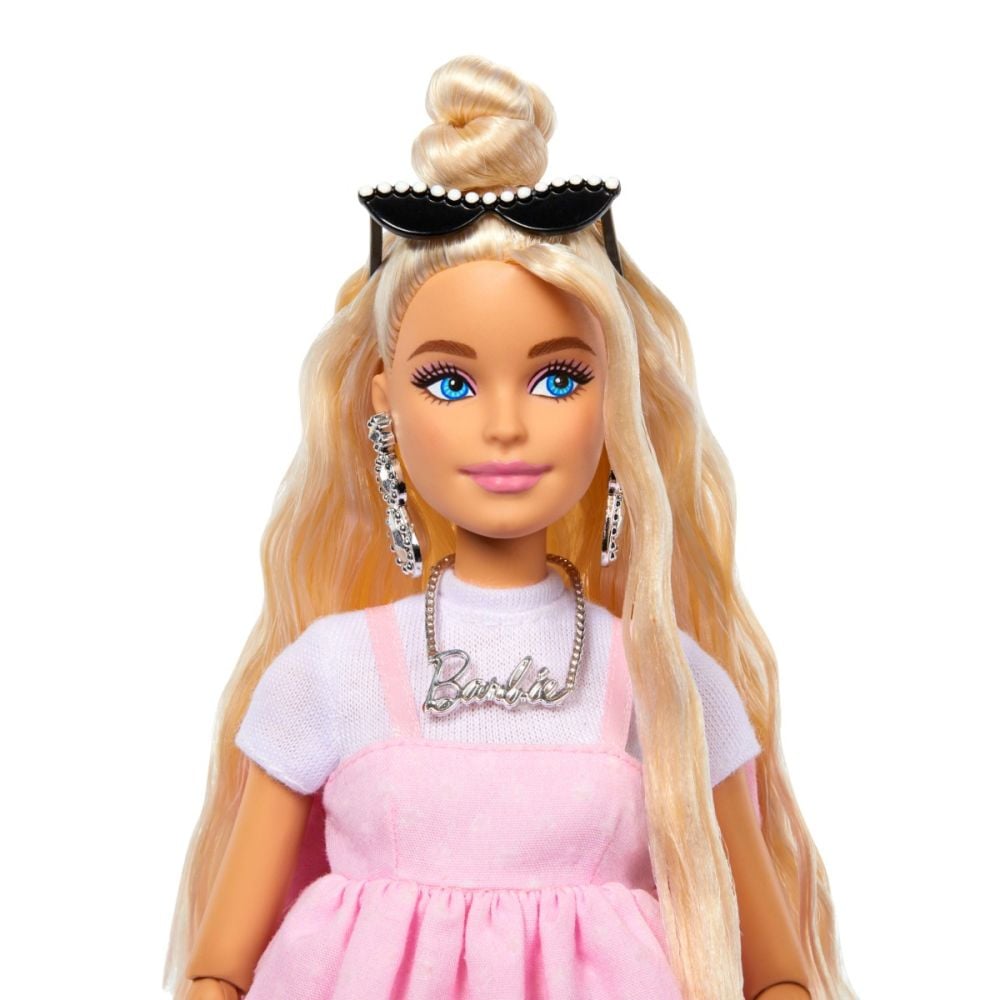 Papusa in rochie roz cu fundita, Barbie, Deluxe Style, HYV27