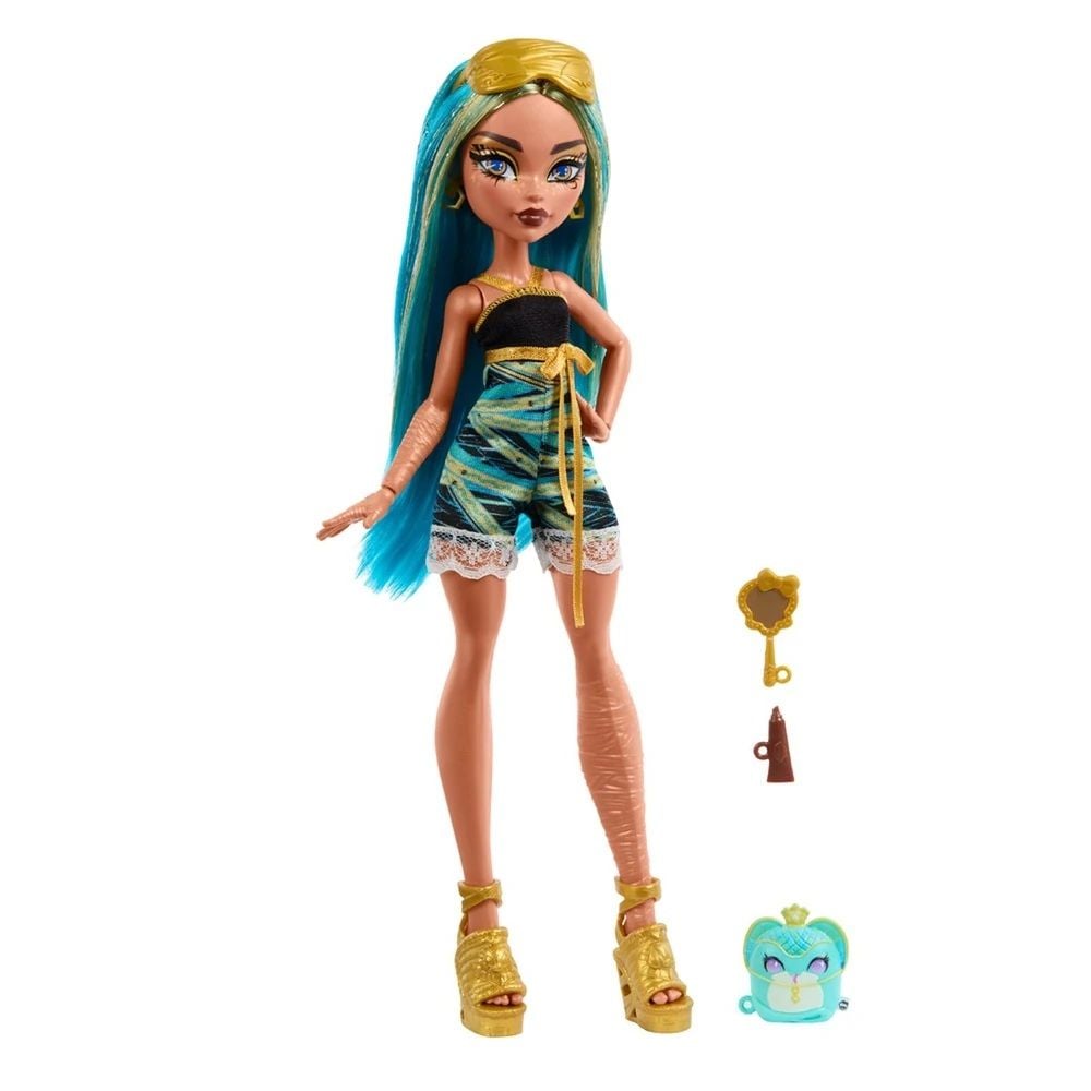 Papusa surpriza cu 5 accesorii, Monster High, Buried Secrets, Cozy Creepover, HYV64