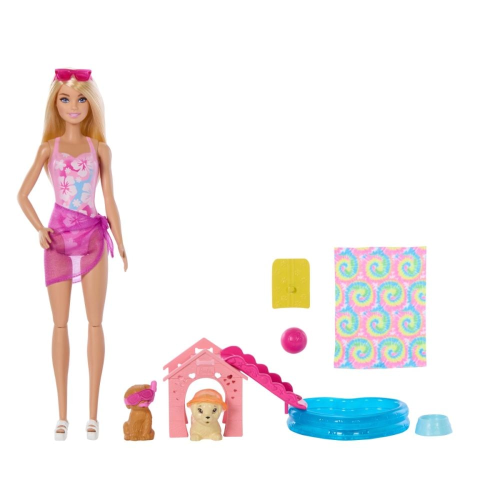 Set de joaca cu papusa, Barbie, Puppy Pool Party, JBF35