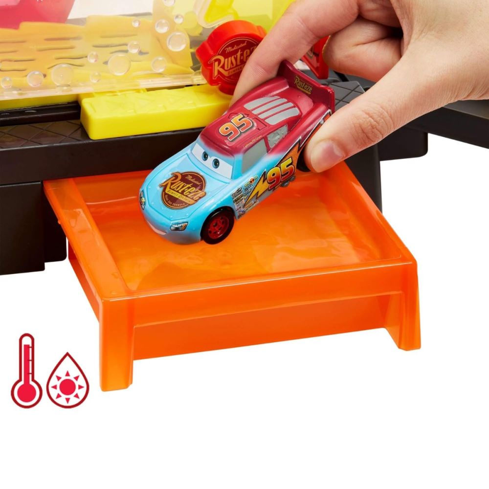 Set de joaca cu masinuta, Disney Cars, Color Changers Race Ready Car Wash, JBM70