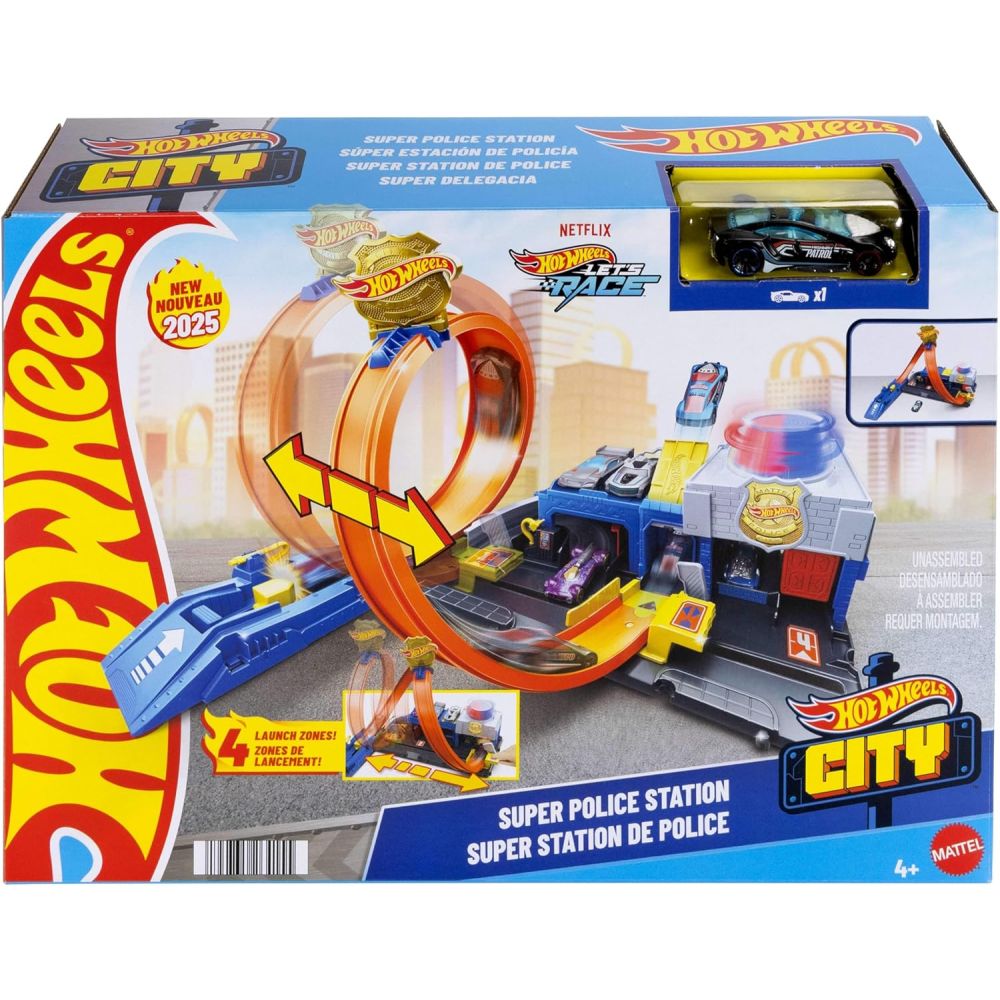 Set de joaca cu masinuta, Hot Wheels City, Super Police Station, JBM71