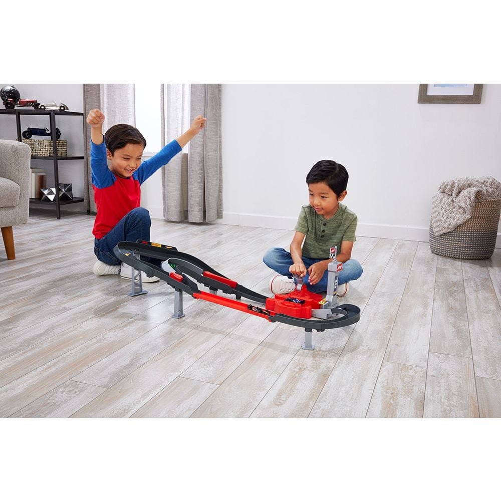 Set de joaca cu 3 masinute si piste Hot Wheels, Formula 1, JDY15