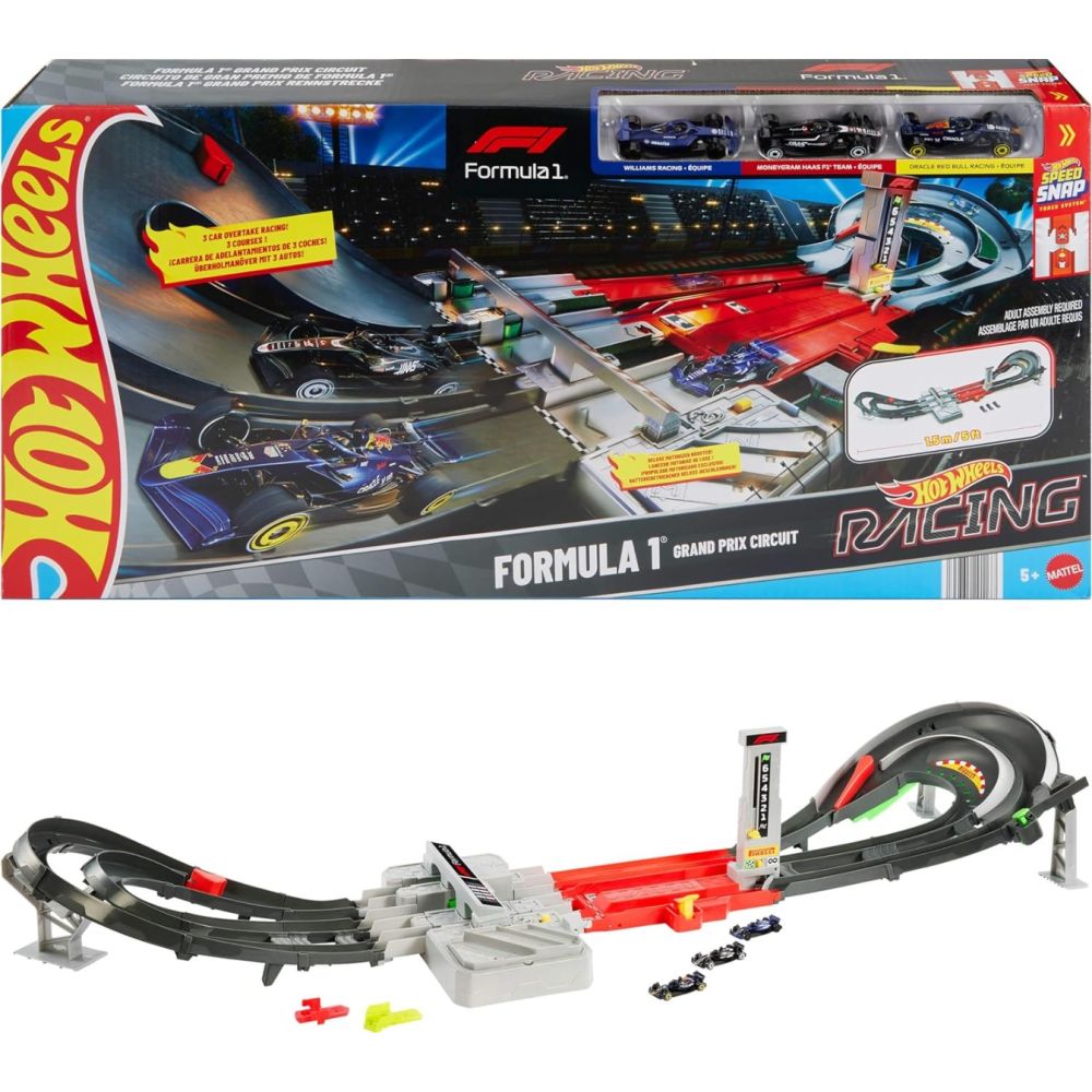 Set de joaca cu masinute si circuit, Hot Wheels, F1 Grand Prix