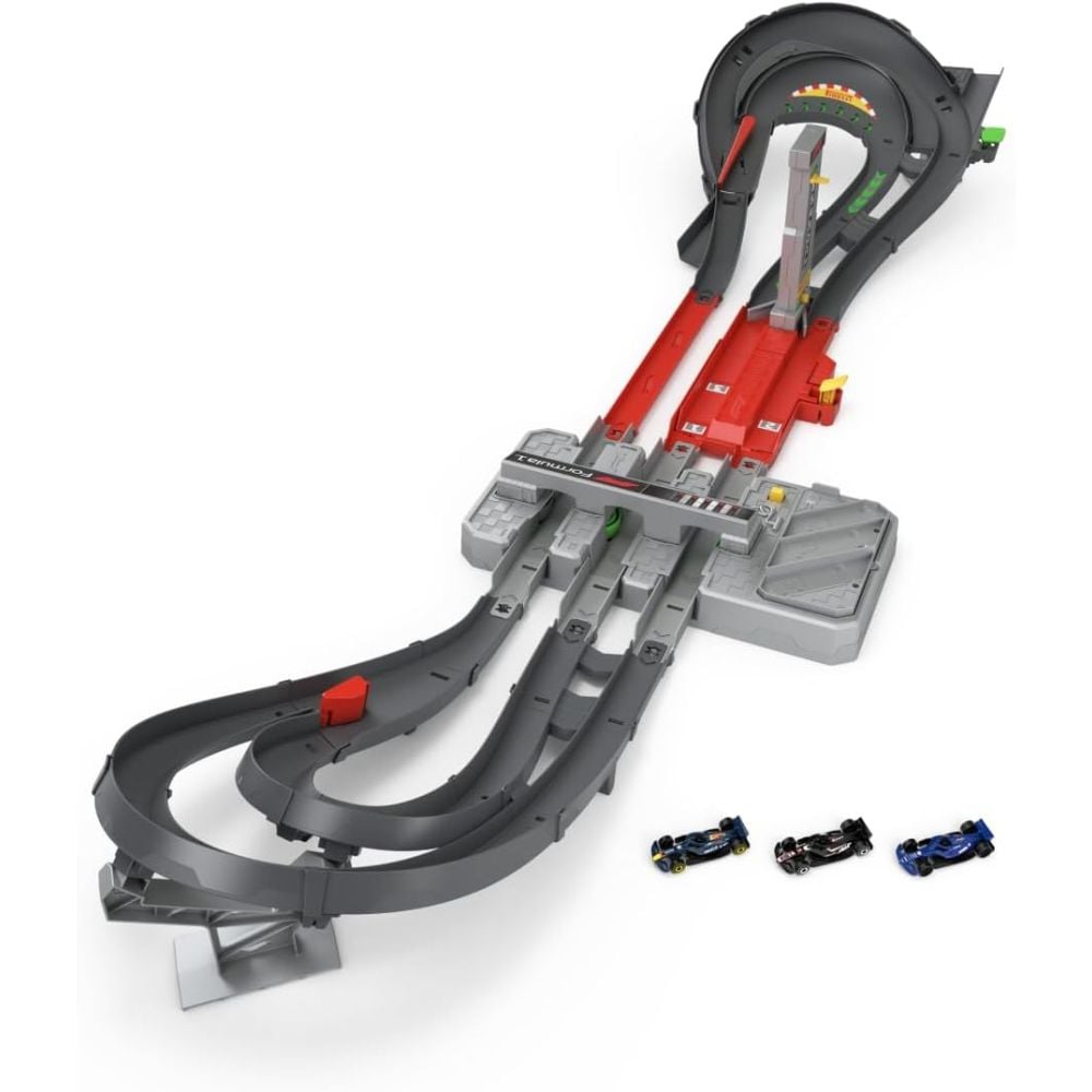 Set de joaca cu masinute si circuit, Hot Wheels, F1 Grand Prix