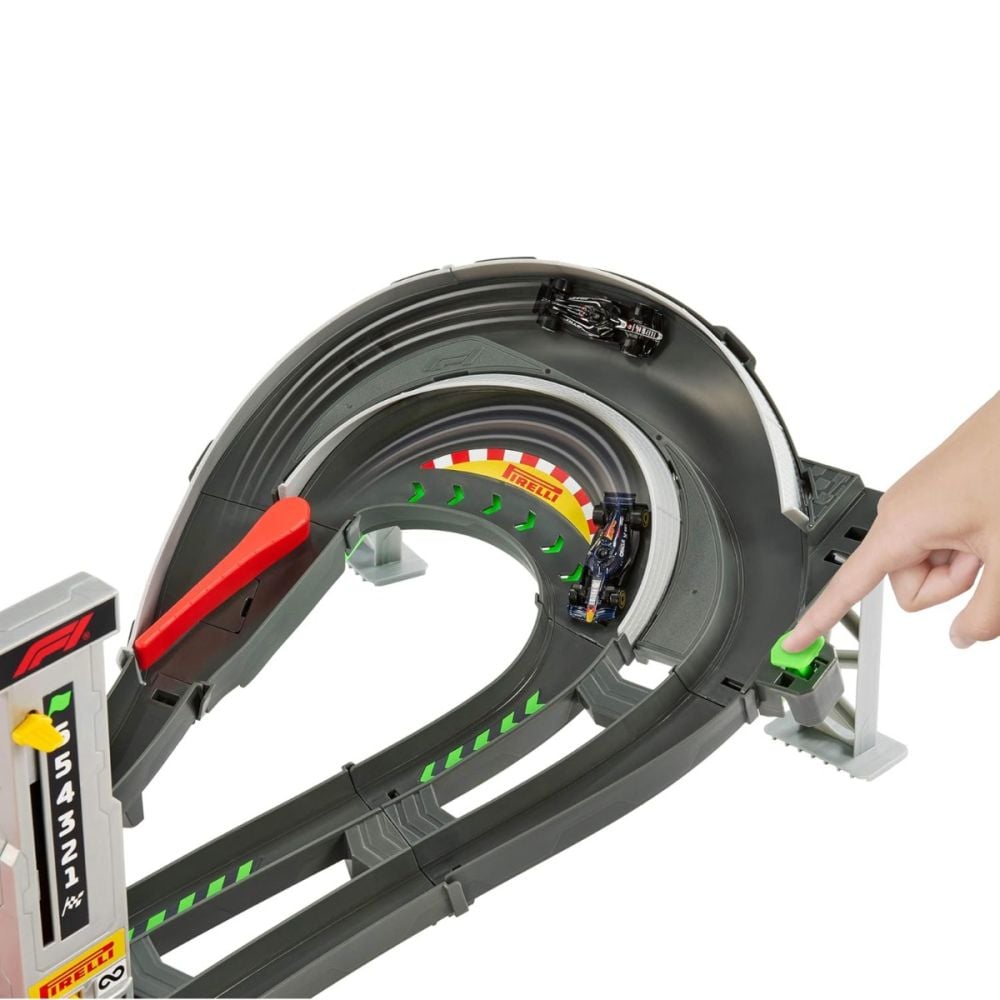 Set de joaca cu masinute si circuit, Hot Wheels, F1 Grand Prix, JDY16