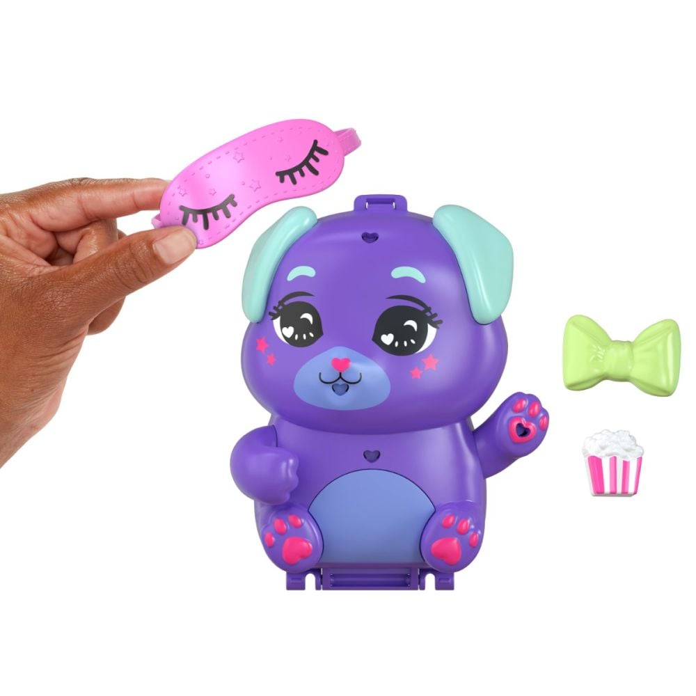 Set de joaca cu papusa si accesorii in gentuta, Polly Pocket, Festive Puppy, JCR38
