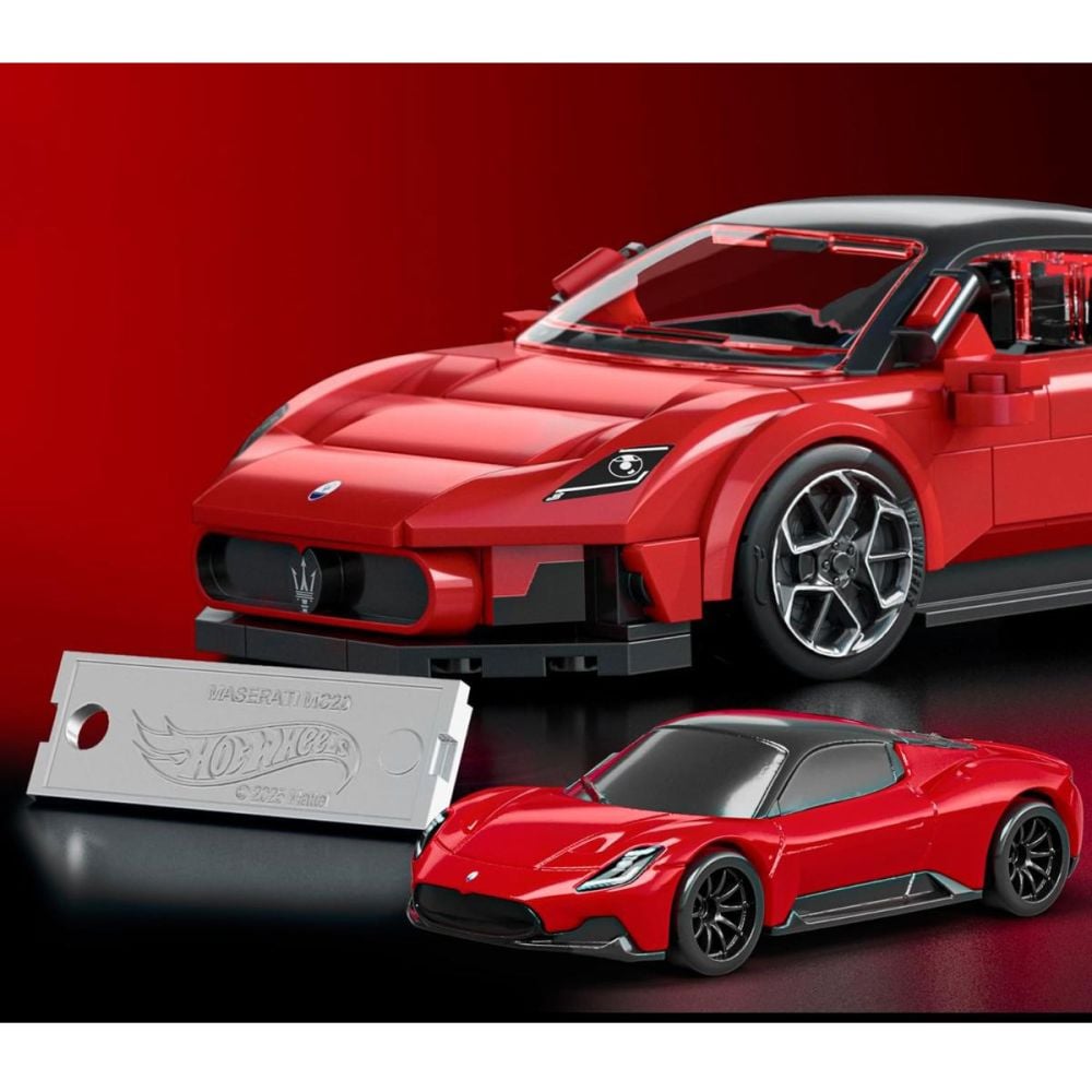 Set de constructie si masina metalica, Brick Shop, Hot Wheels