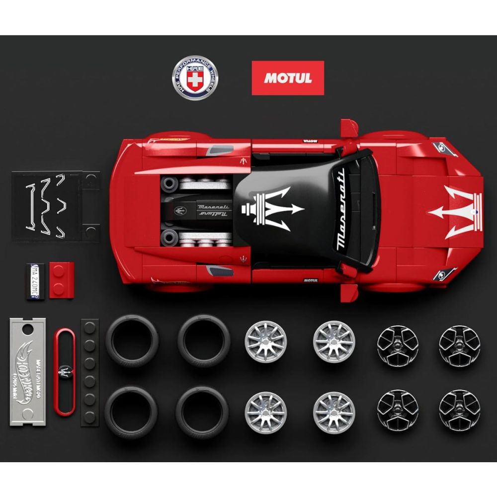 Set de constructie si masina metalica, Brick Shop, Hot Wheels