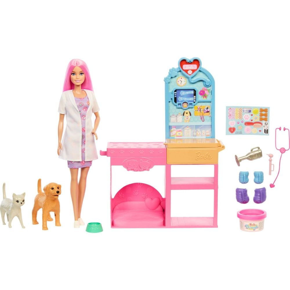 Set de joaca cu papusa, Barbie, Clinica Veterinara, JFX93 | Noriel